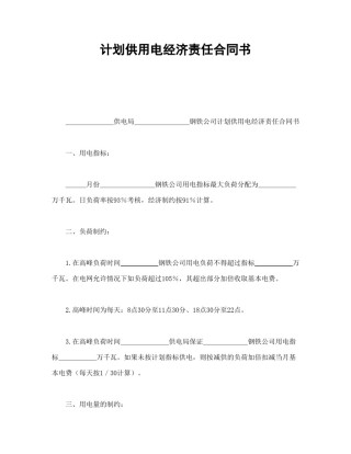 其他合同范本-计划供用电经济责任合同书.doc
