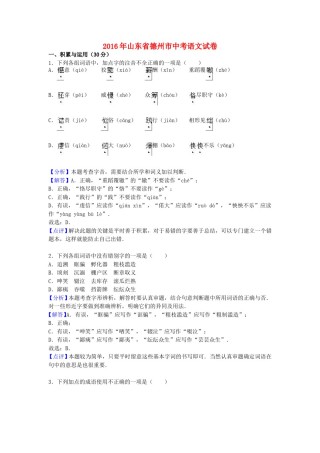 山东省德州市2016年中考语文真题试题（含解析）.doc