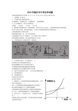 2010年山东省临沂市中考化学试题及答案.doc