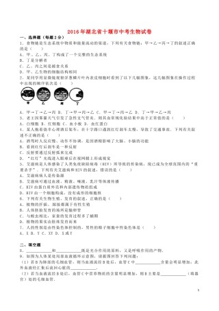 湖北省十堰市2016年中考生物真题试题（含解析）.doc