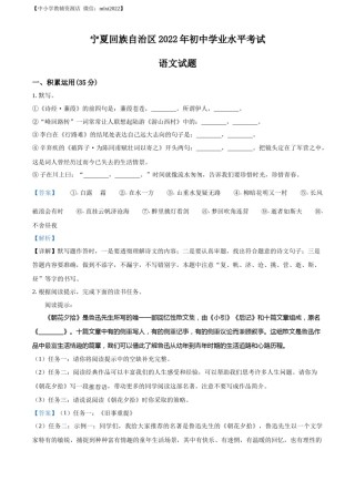 精品解析：2022年宁夏回族自治区中考语文真题（解析版）.docx