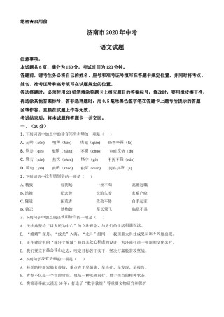 2020年济南中考语文试题及答案.doc