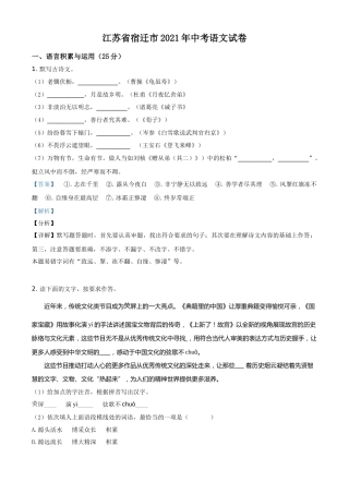 江苏省宿迁市2021年中考语文试题（解析版）.doc