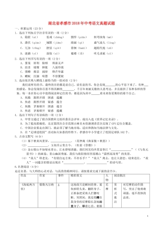湖北省孝感市2018年中考语文真题试题（含解析）.doc