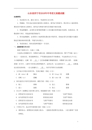 山东省济宁市2018年中考语文真题试题（含答案）.doc