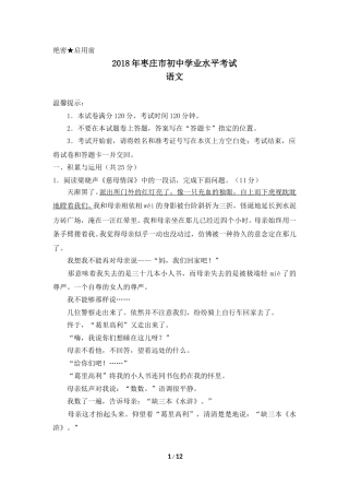 2018年枣庄市中考语文试题及答案.doc