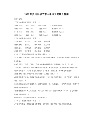 2020年贵州省毕节市中考语文真题（原卷）.doc