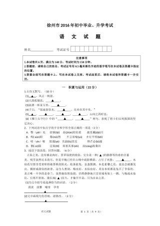2016年江苏省徐州市中考语文试题及答案.docx