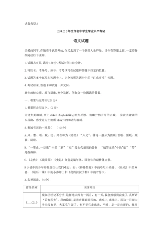 2020年中考语文试题（word版，含答案）(1).docx