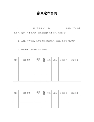 承揽合同范本-家具定作合同.doc