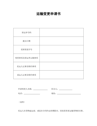 运输合同范本-运输变更申请书.doc