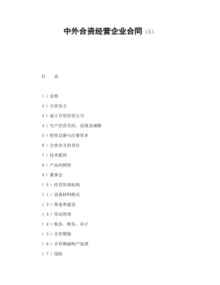 投资合同范本-中外合资经营企业合同（5）.doc