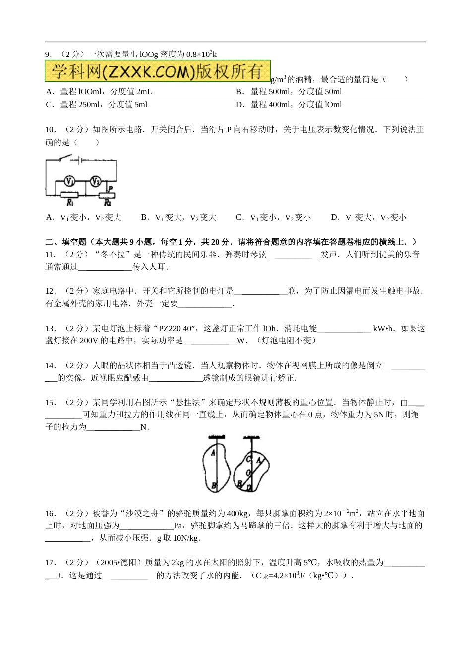 2012年新疆自治区、生产建设兵团中考物理试卷及解析.doc_第2页