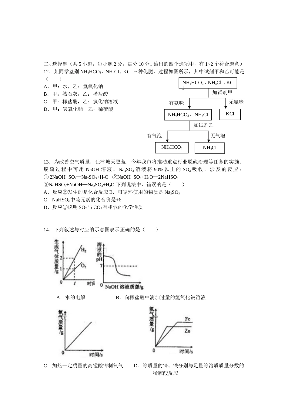 2012年天津市中考化学试题及答案.doc_第2页