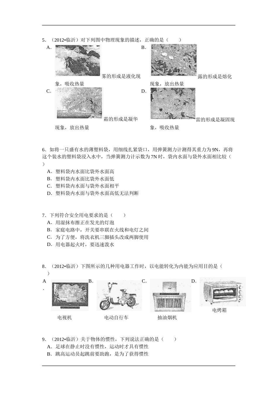 2012年山东临沂中考物理试题及答案.doc_第2页
