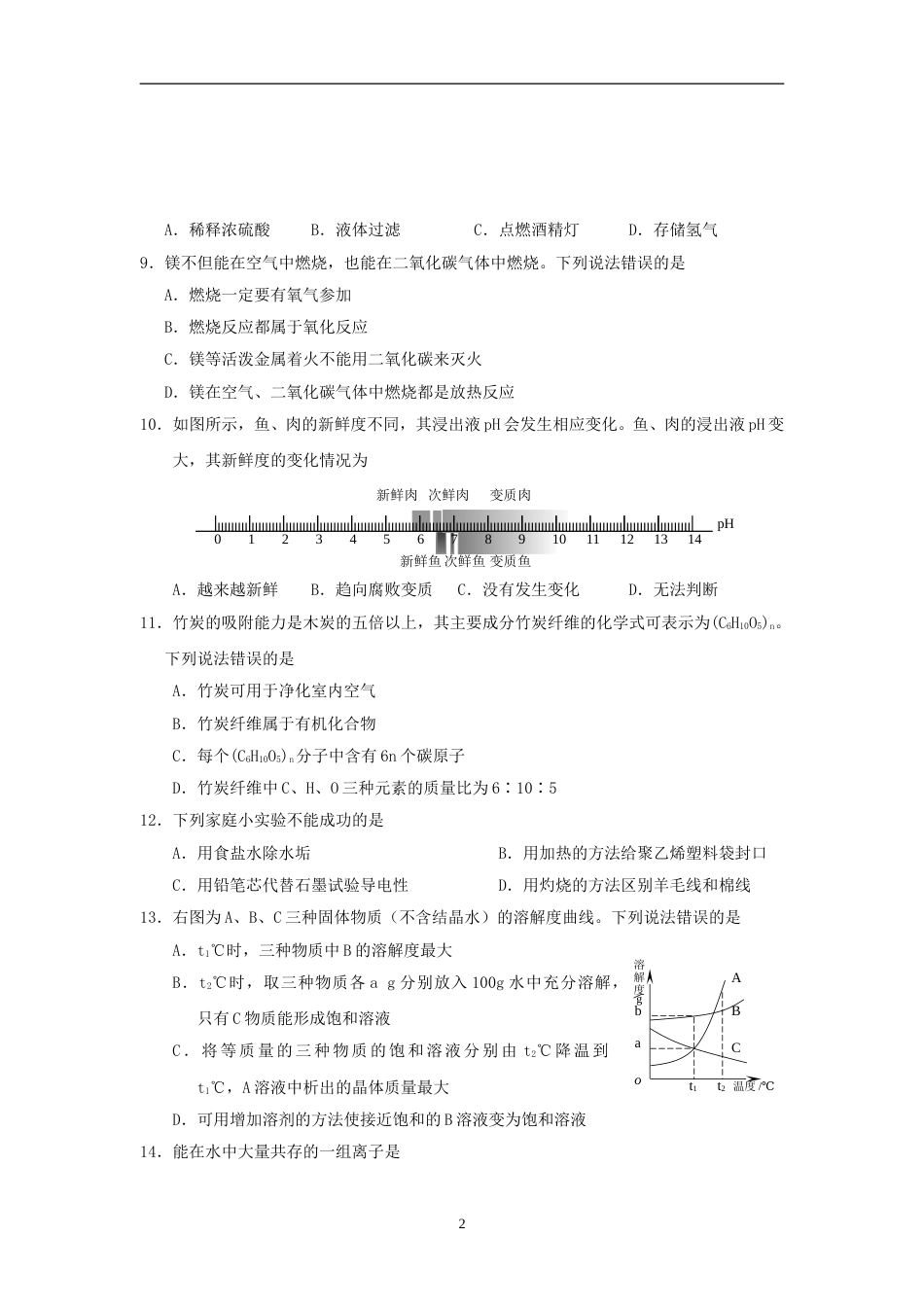 2011年江苏省盐城市中考化学试题(word版).doc_第2页