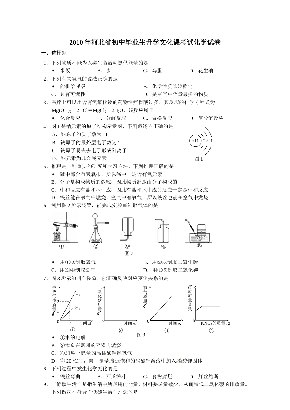 2010河北省中考化学试题及答案.doc_第1页