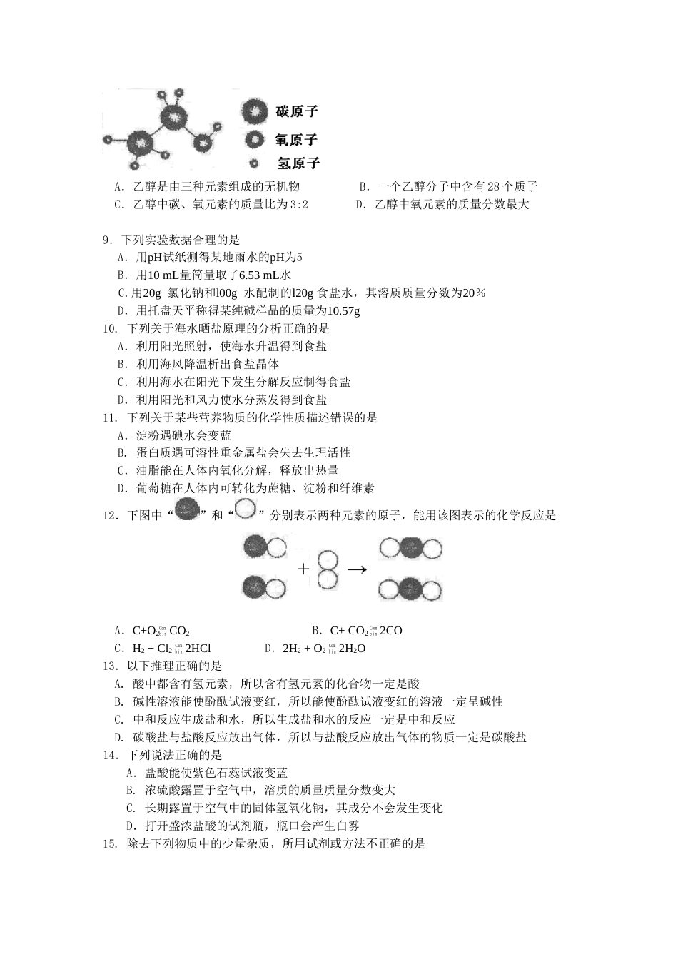 2011年滨州中考化学试题及答案.doc_第2页