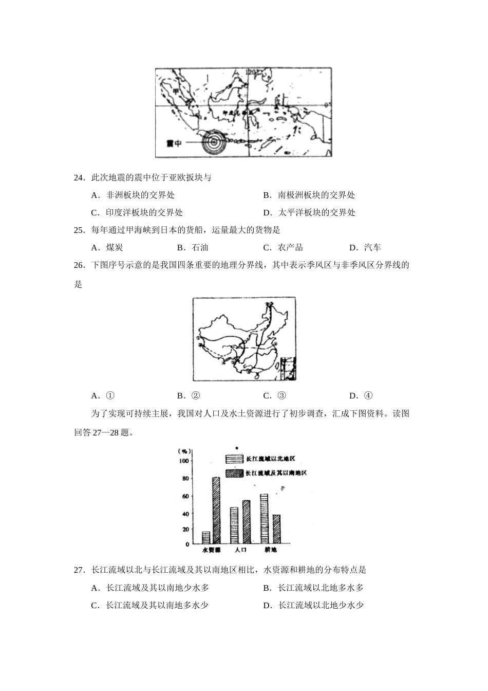 2008年临沂市中考地理试题及答案.doc_第2页