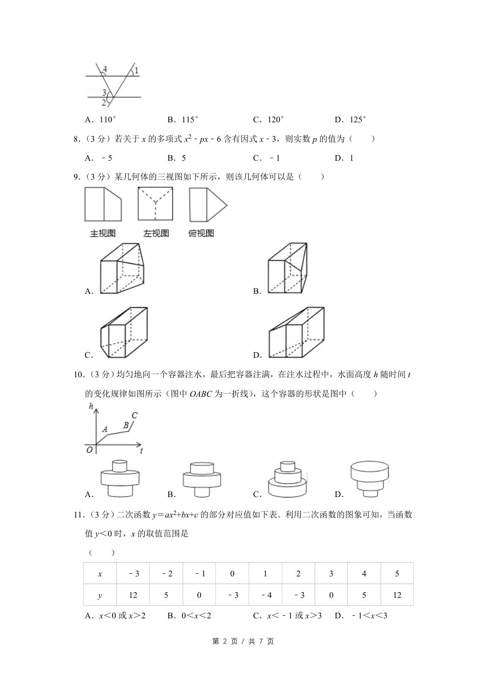 2008年四川省绵阳市中考数学试卷（学生版）  .pdf_第2页