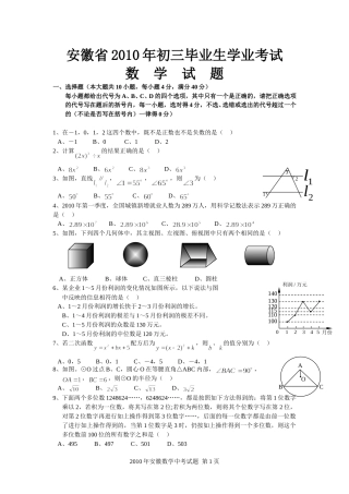 2010年安徽中考数学试题及答案.doc