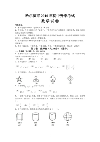 2010年哈尔滨市中考数学试题及答案.doc