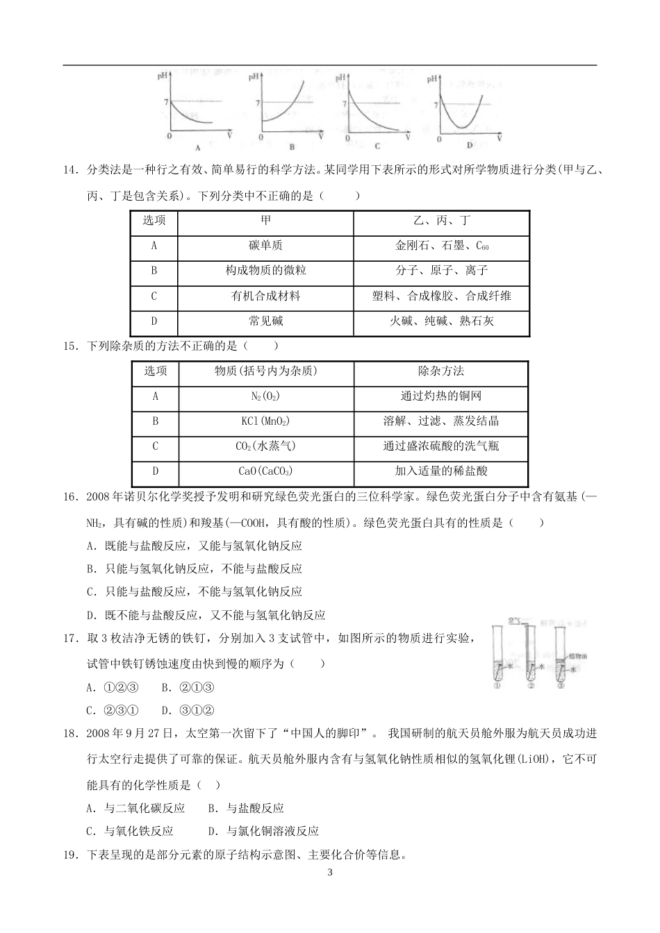 2009年潍坊市中考化学试卷及答案.doc_第3页