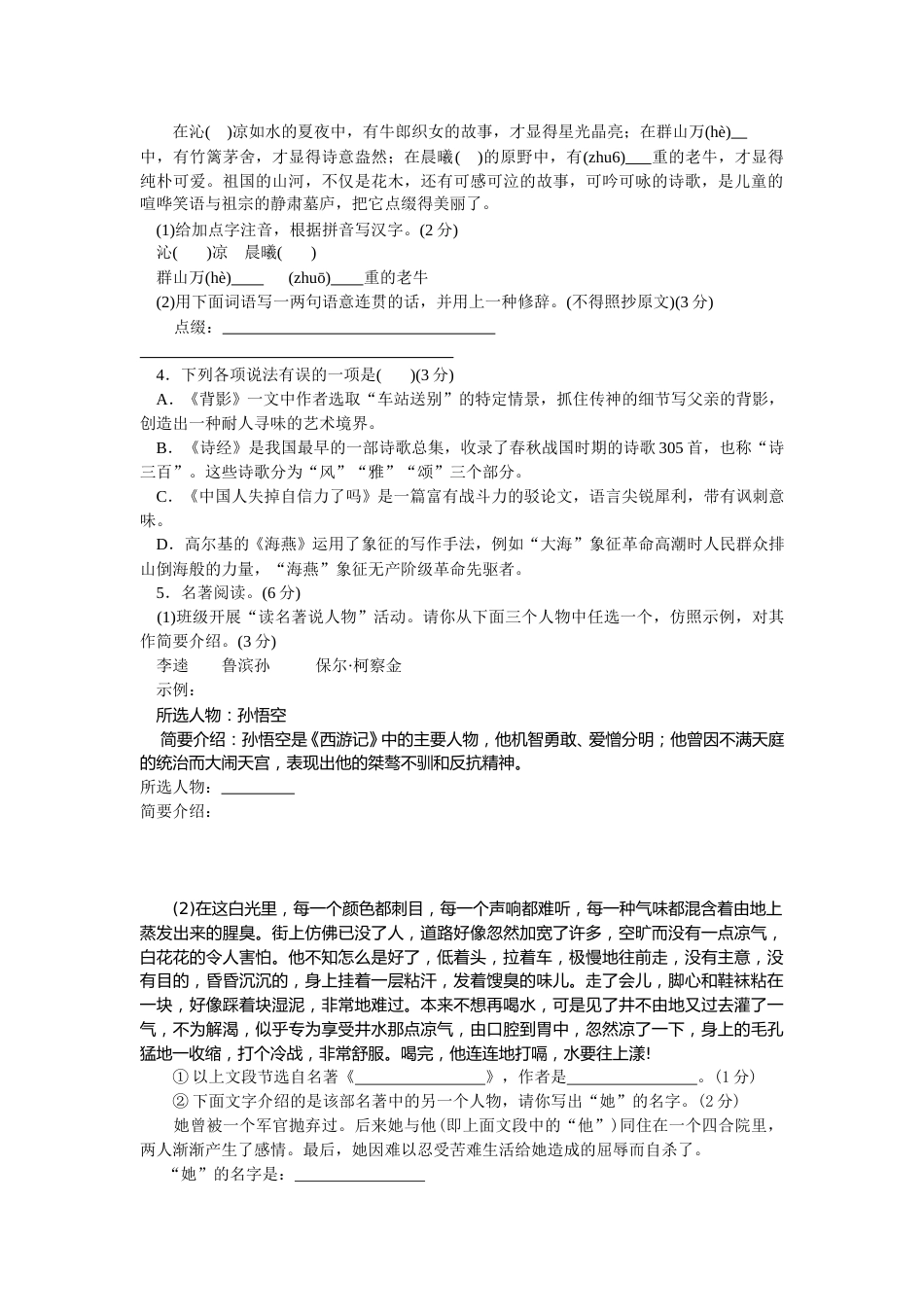 2009年烟台市中考语文试题(含答案).doc_第2页