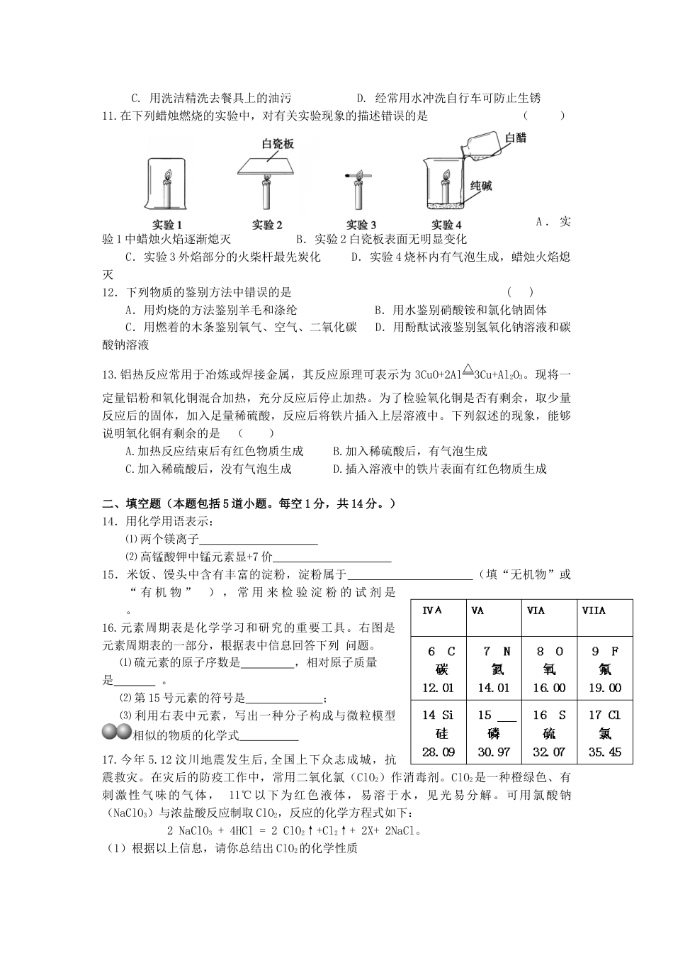 2008年辽宁省沈阳市中考化学试题及答案.docx_第2页