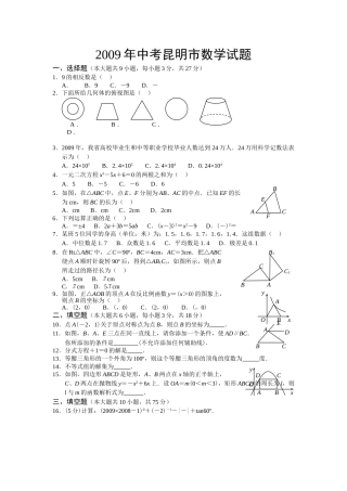 2009年云南省昆明市中考数学试题及答案.doc