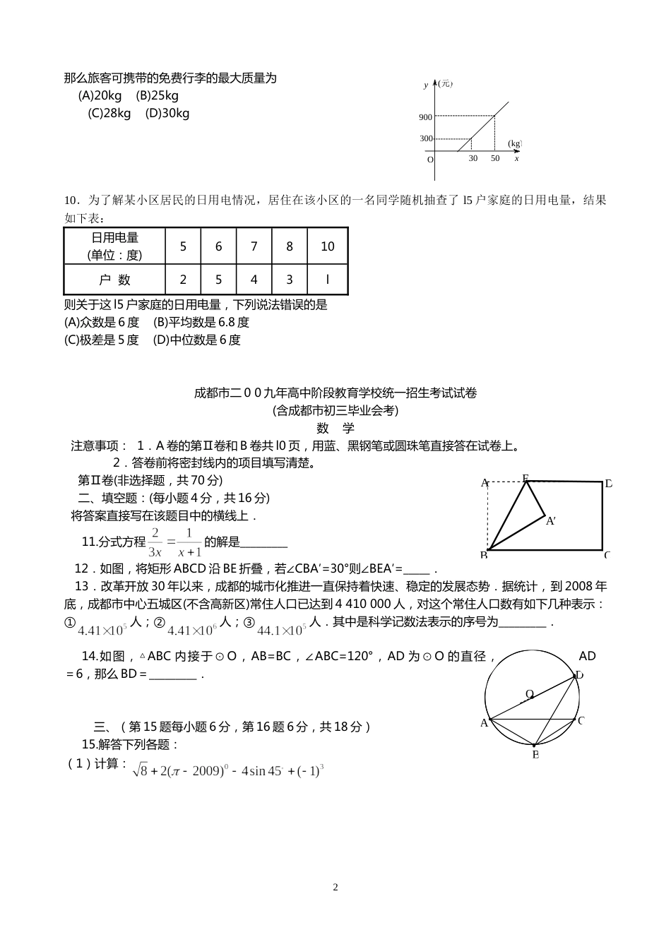 2009年四川省成都市中考数学试卷及答案.doc_第2页