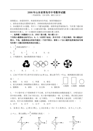 2008年青岛市中考数学试题及答案.doc