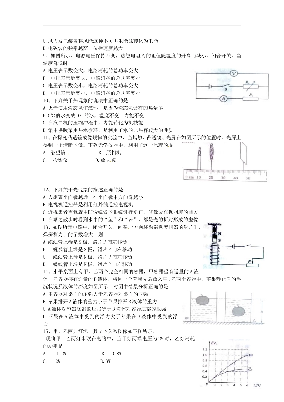山东省淄博市2015年中考物理真题试题（含答案）.doc_第2页