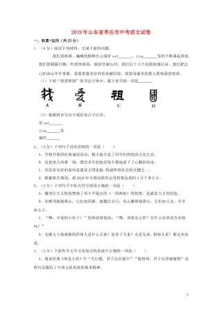 山东省枣庄市2019年中考语文真题试题（含解析）.doc