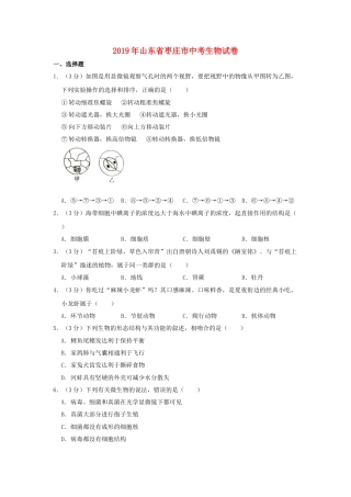 山东省枣庄市2019年中考生物真题试题（含解析）.doc