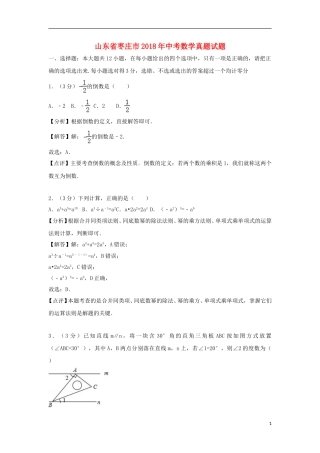 山东省枣庄市2018年中考数学真题试题（含解析）.doc