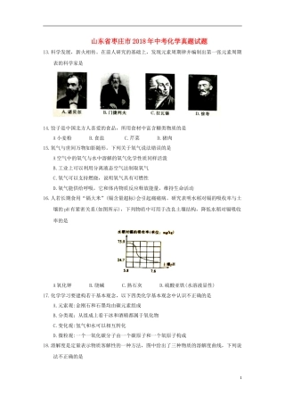 山东省枣庄市2018年中考化学真题试题（含答案）.doc
