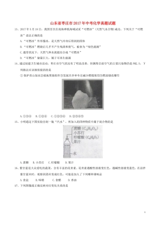 山东省枣庄市2017年中考化学真题试题（含答案）.DOC