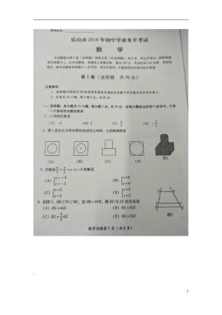 四川省乐山市2018年中考数学真题试题（扫描版，含答案）.doc
