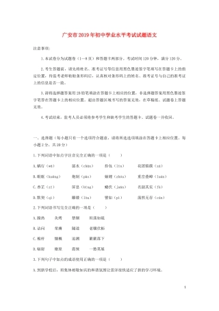 四川省广安市2019年中考语文真题试题.docx