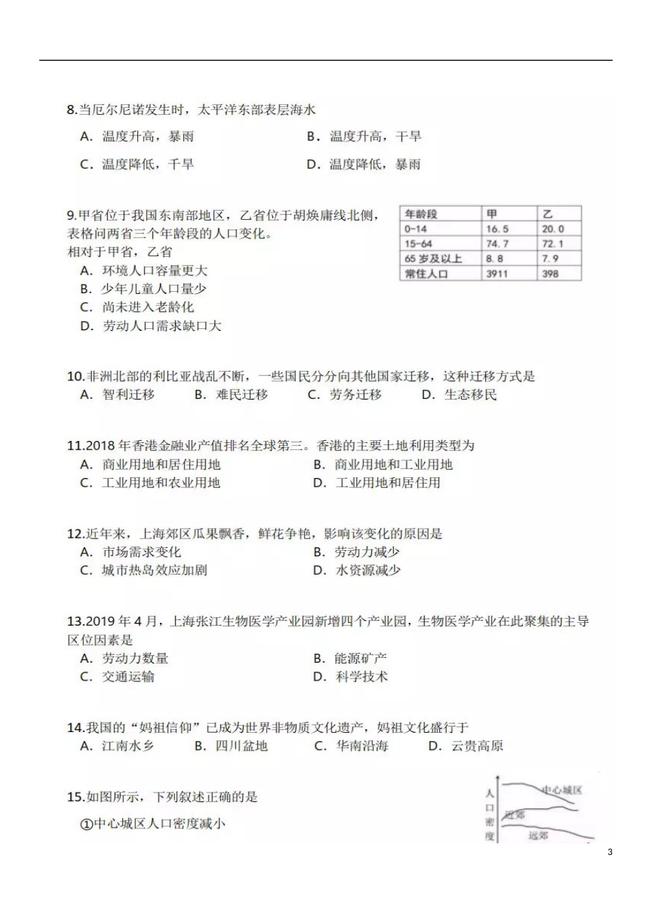 上海市2019年中考地理真题试题（扫描版）.docx_第3页