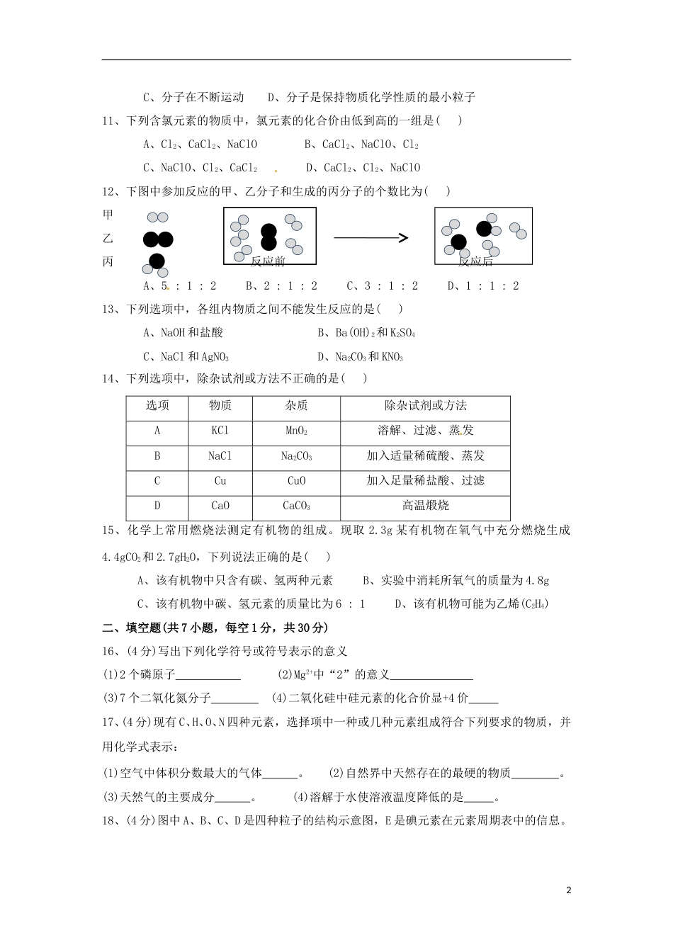 西藏2015年中考化学真题试题（含答案）.doc_第2页