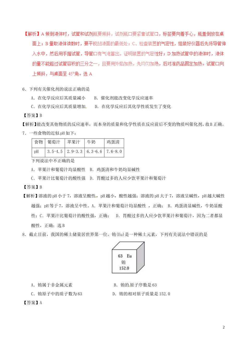 天津市2017年中考化学真题试题（含解析）.DOC_第2页