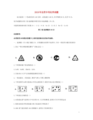 四川省自贡市2019年中考化学真题试题.docx