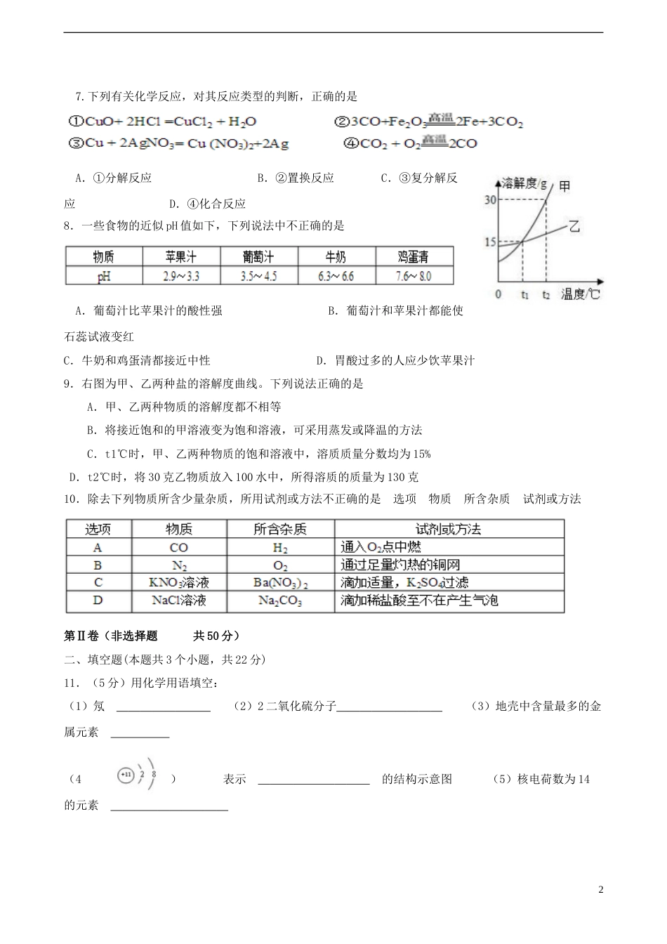 四川省宜宾市2015年中考化学真题试题（含答案）.doc_第2页