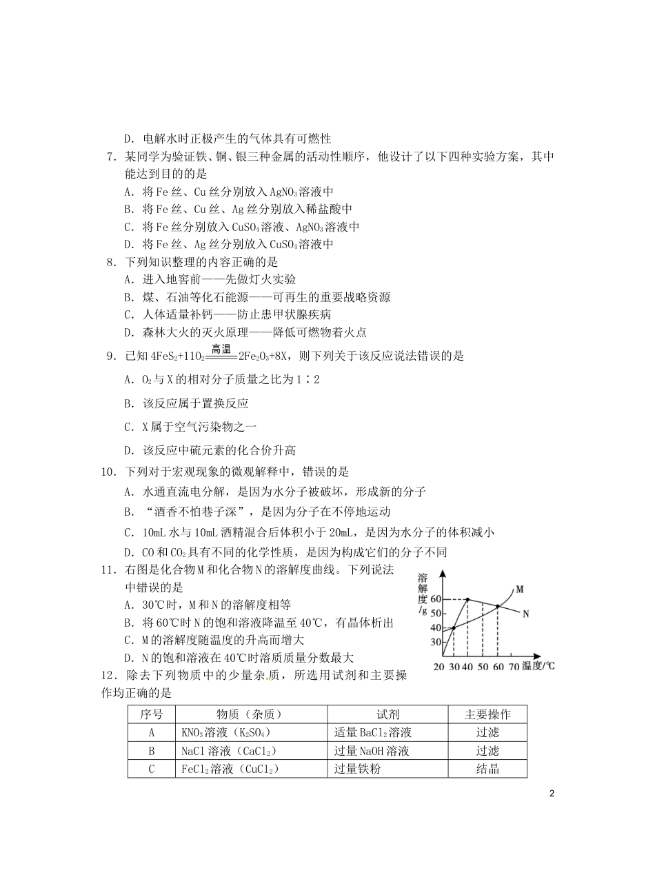 四川省雅安市2019年中考化学真题试题.doc_第2页