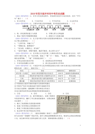 四川省泸州市2019年中考历史真题试题.doc