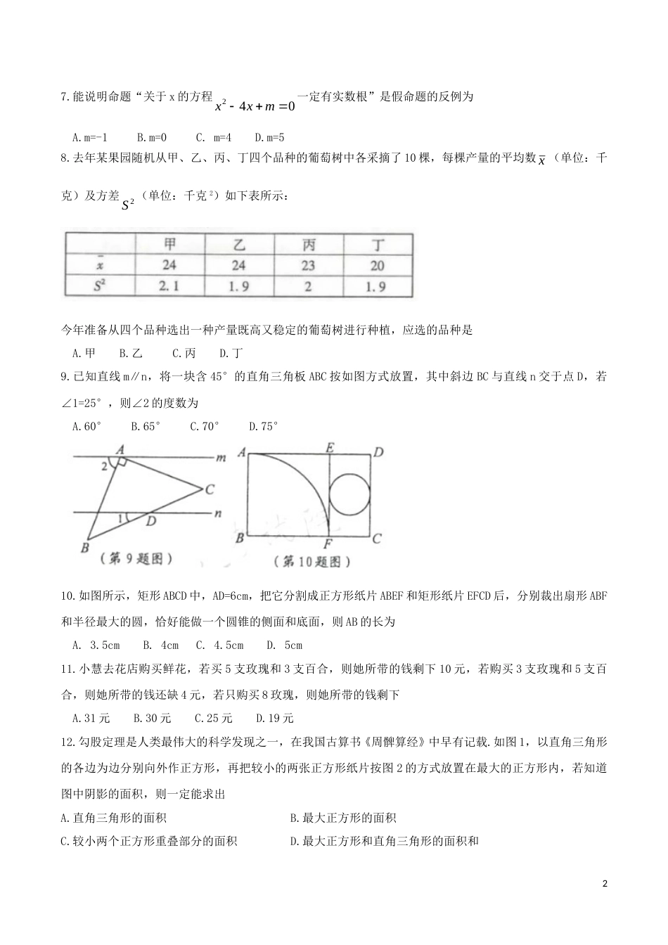 浙江省宁波市2019年中考数学真题试题.doc_第2页