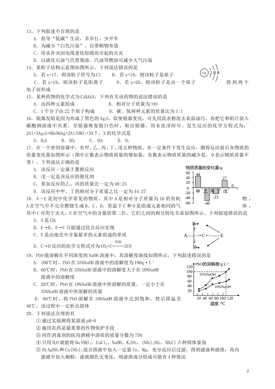 云南省昆明市2019年中考化学真题试题.doc_第2页