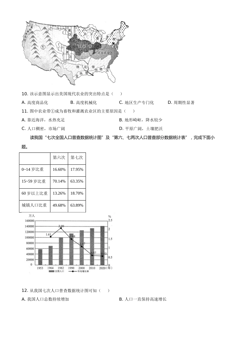 云南省2021年中考地理真题（原卷版）.doc_第3页